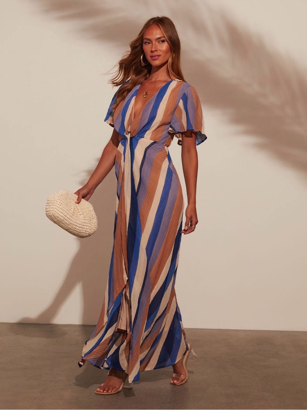 VICI Nikita Printed Striped empire Maxi Dress